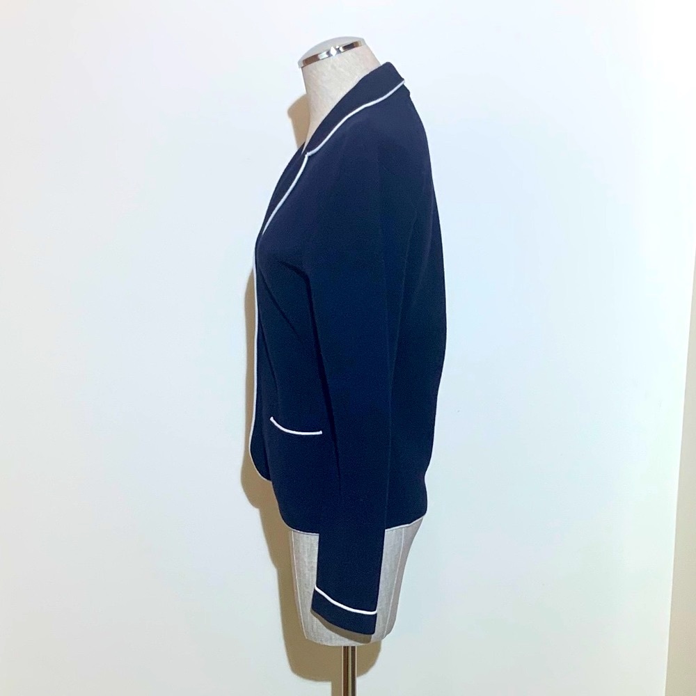 💥EUC💥 Lauren Ralph Lauren Navy Sweater Jacket w/White Piping - Size Small✨✨✨ - Picture 4 of 11